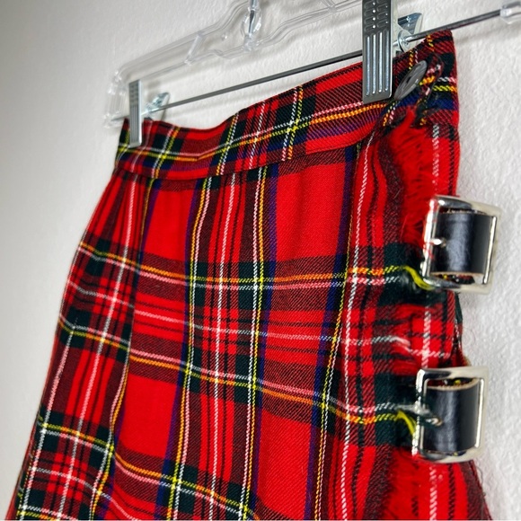Vintage Florence Walsh Classic Red Scottish Tartan Plaid Wool Pleated Kilt Skirt - Picture 2 of 10